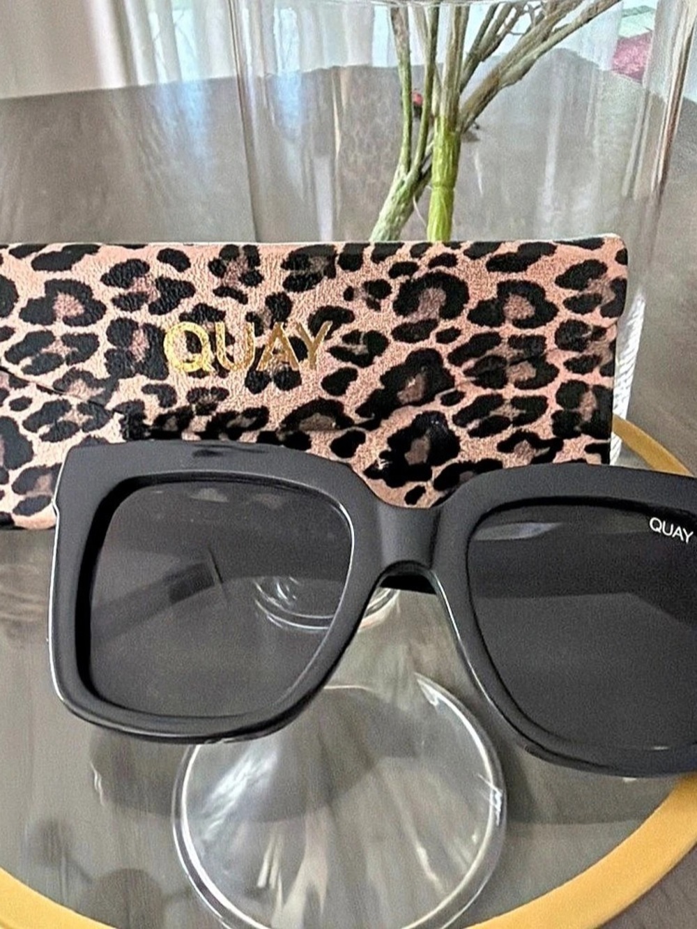 Quay Black Square Sunglasses with Case